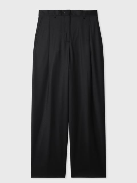 Paul Smith Women's Black Flannel Wide-Leg Trousers