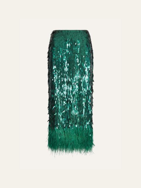 Johanna Ortiz Visually Engaging Skirt in Forest Green