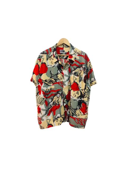 Other Designers Vintage - RARE MARILYN MONROE ELVIS AOP ROCKABILLY OPEN COLLAR RAYON