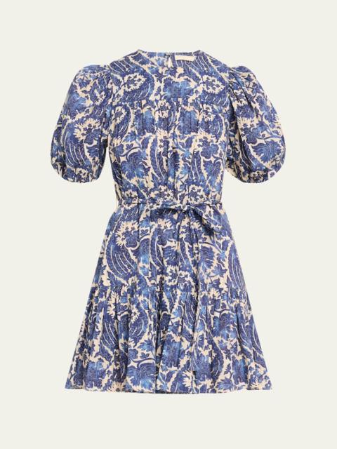 ULLA JOHNSON Rosalie Short-Sleeve Mini Dress