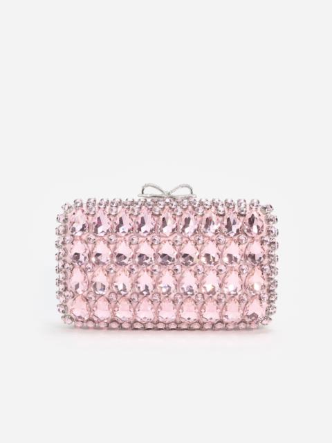 self-portrait Pink Satin Crystal Clutch Bag
