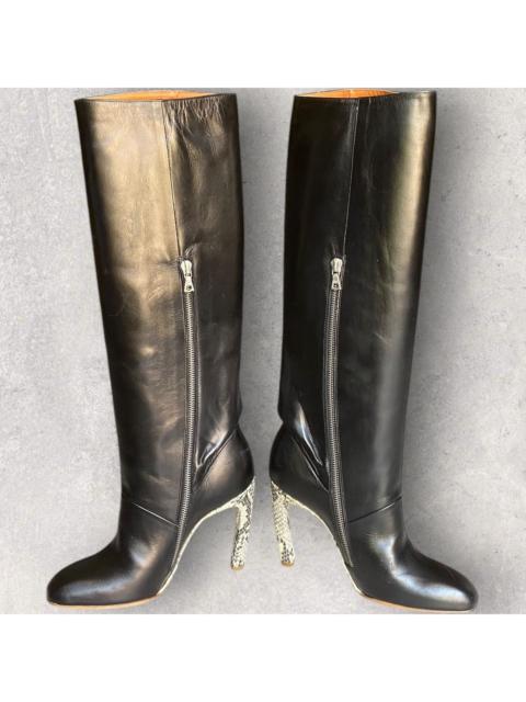 Dries Van Noten Knees High Boots With Snakeskin Heels