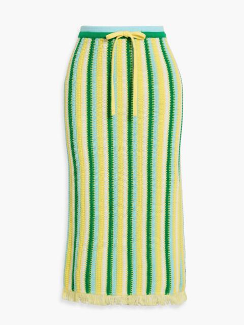 DIANE VON FURSTENBERG Paulina striped crocheted cotton midi skirt