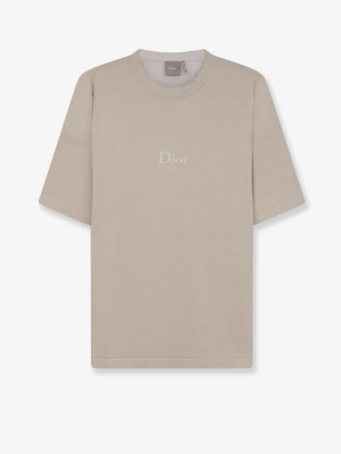 Dior Dior Cotton T-Shirt With Lettering Logo Beige