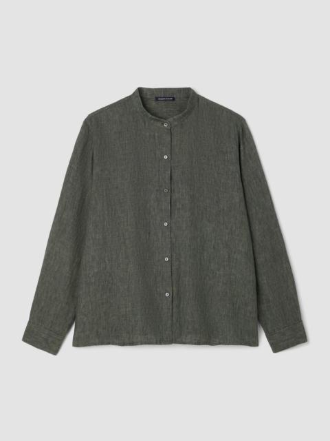 EILEEN FISHER Washed Organic Linen Délavé Band Collar Shirt