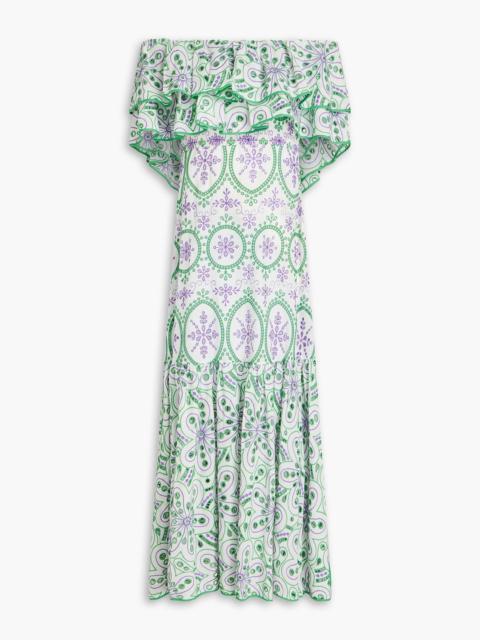Charo Ruiz Isabella off-the-shoulder broderie anglaise cotton-blend midi dress