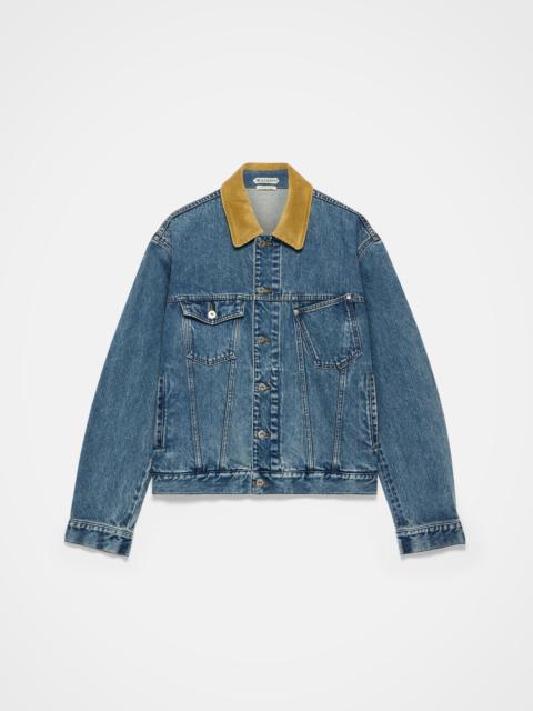 JW Anderson CORDUROY COLLAR DENIM JACKET IN MID-BLUE