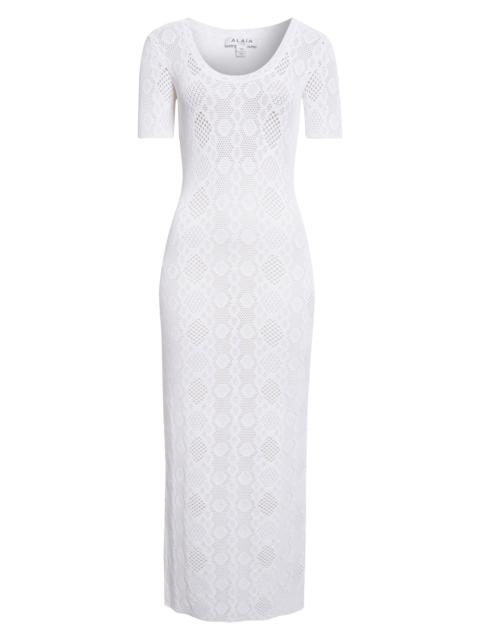Alaïa Alaïa Openwork Python Lace Dress in Blanc at Nordstrom