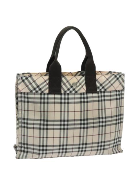 Burberry Burberry Nova Check Blue Label Hand Bag Nylon Beige Brown Silver