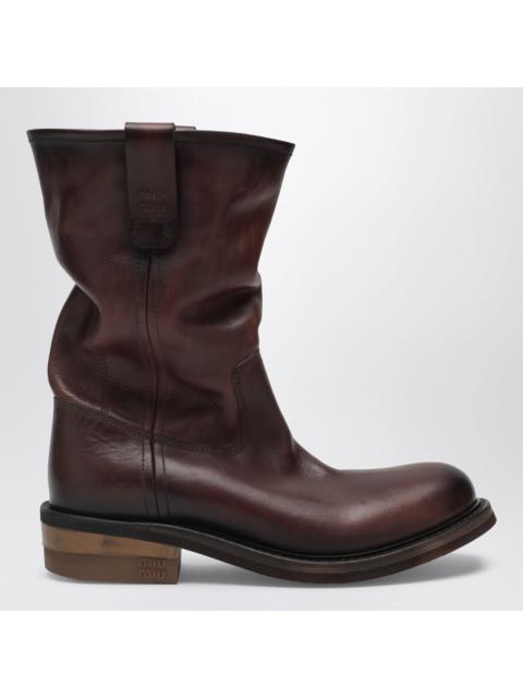 Miu Miu Miu Miu Brown Foule Calfskin Ankle Boots Women