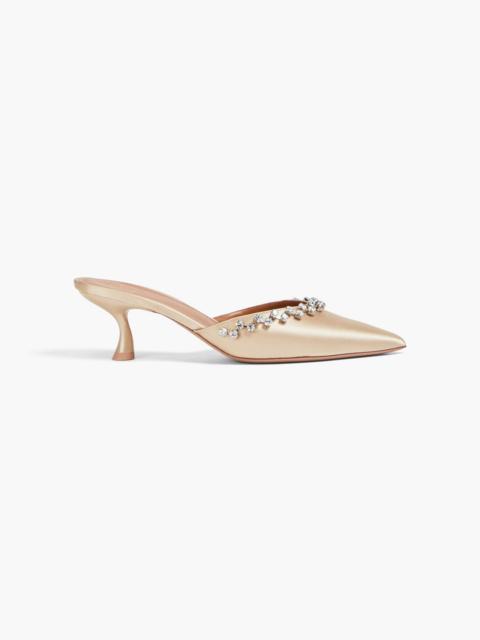 MALONE SOULIERS Gwyn 45 crystal-embellished satin mules