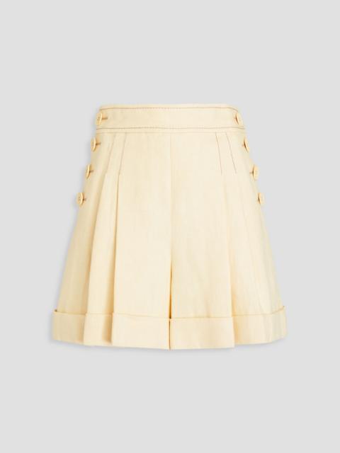 Zimmermann Button-embellished pleated linen shorts