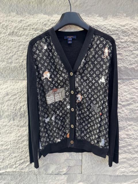 Louis Vuitton Louis Vuitton black color-blocked long-sleeved knit cardigan
