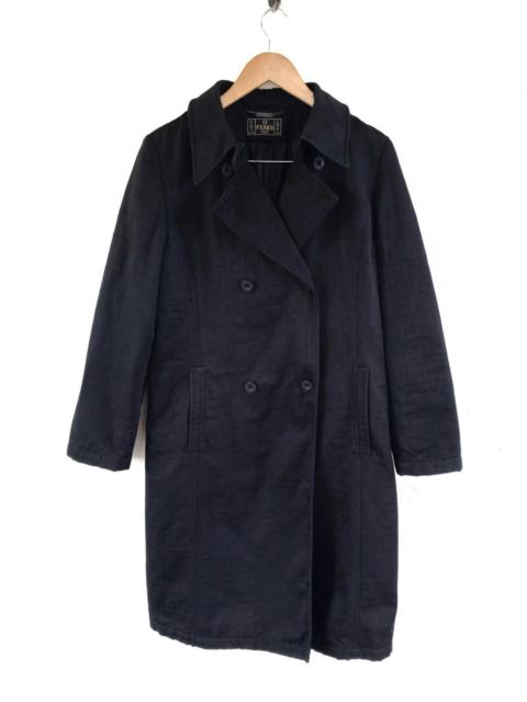 FENDI Monogram Zucca Black Trench Coat Long Jacket