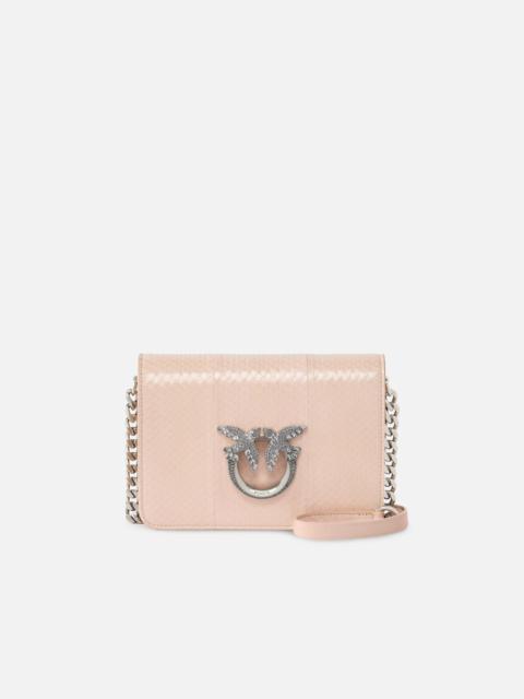 PINKO PINKO GALLERIA MINI LOVE BAG CROSSBODY BAG IN SHINY REPTILE SKIN