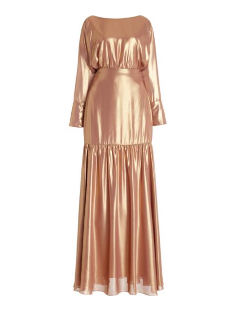 ANDRES OTALORA Exclusive Lame Maxi Dress rose gold
