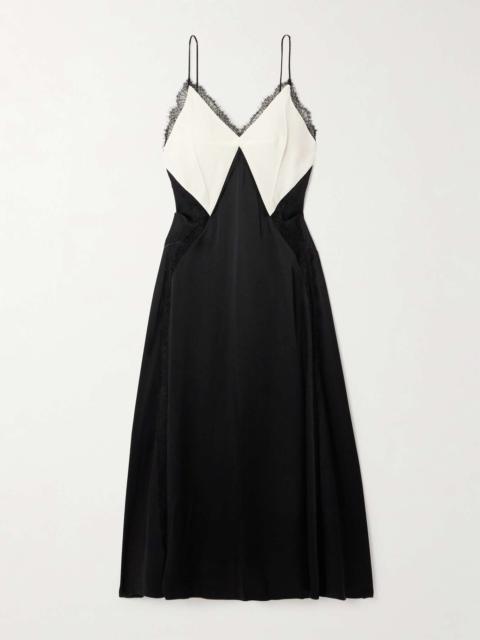 Victoria Beckham Open-back lace-trimmed paneled satin-crepe maxi dress