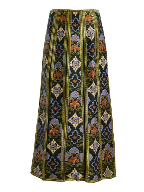 ALÉMAIS Oasira Embellished Linen-Blend Maxi Skirt multi