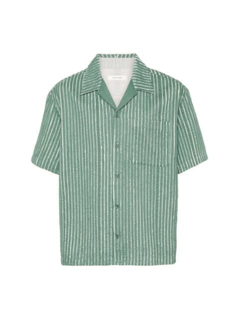 hand-frayed striped shirt