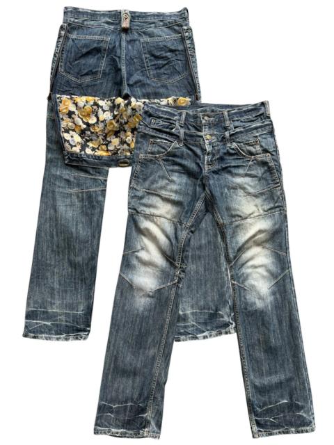 Other Designers PPFM Double Waist Sukajan Floral Denim Jeans 33x32