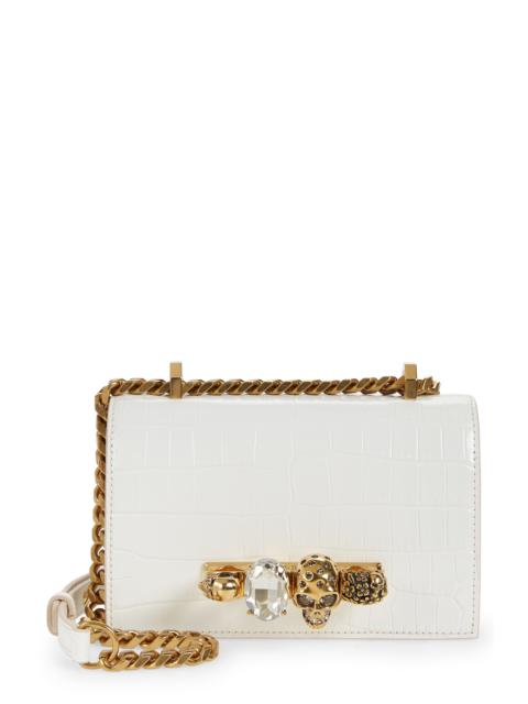 Alexander McQueen Mini Jeweled Croc Embossed Leather Satchel