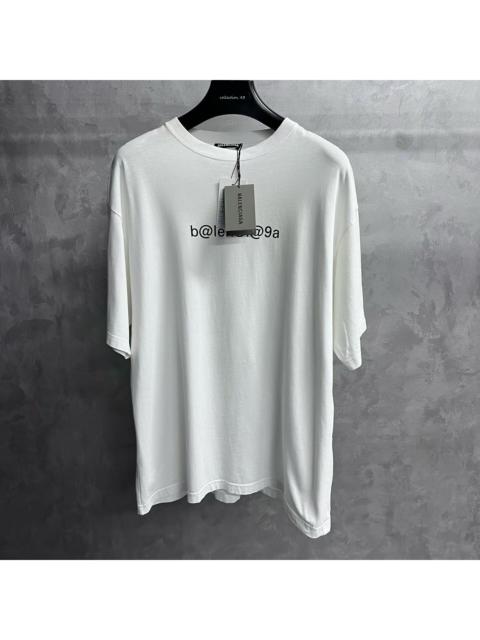 BALENCIAGA Balenciaga White Crew-Neck Short-Sleeve T-Shirt with Lettering Print