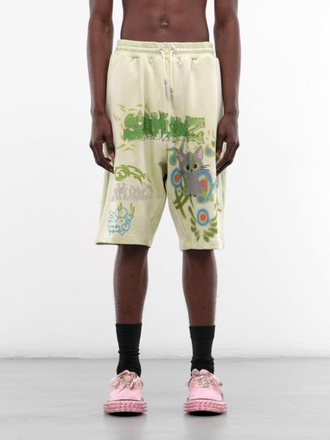 Sankuanz Green Graffiti Drop Crotch Shorts