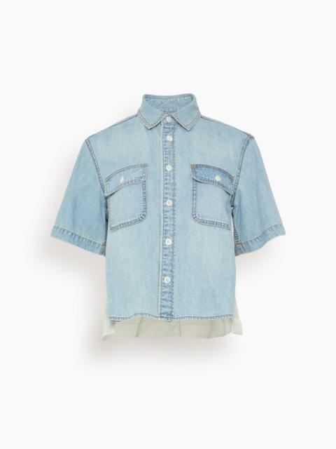 sacai Denim Shirt in Light Blue/Light Gray
