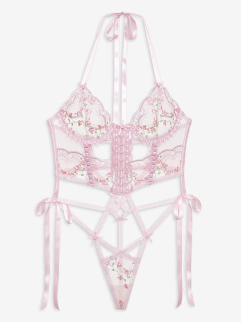 For Love & Lemons Ily Embroidered Teddy
