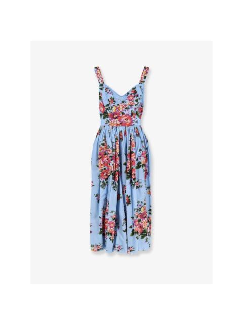 Dolce & Gabbana DOLCE&GABBANA Flower Bouquet Blue Cotton Dress New & Authent