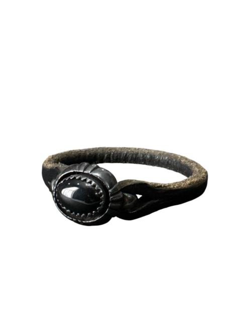 Other Designers Genuine Leather - 925 JAPANESE BLACK ONYX LEATHER CUFF BRACELET