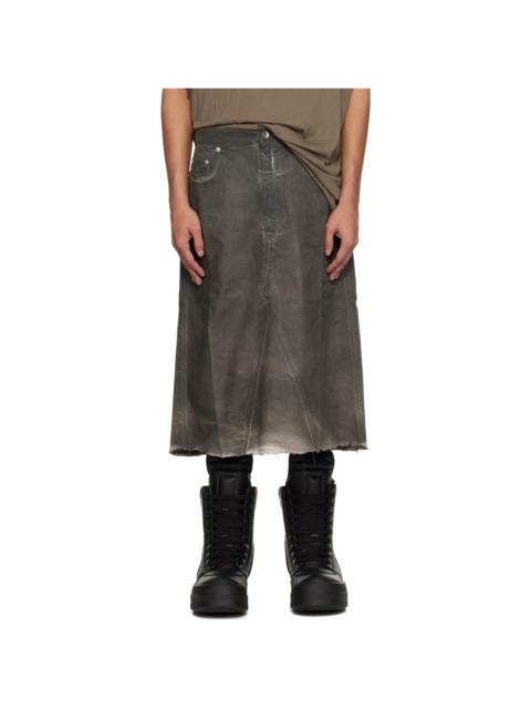 Rick Owens DRKSHDW Gray Hollywood Godet Denim Midi Skirt