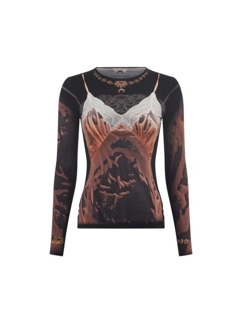 Marine Serre Wet Nuisette Printed Jersey Ls Crewneck Top