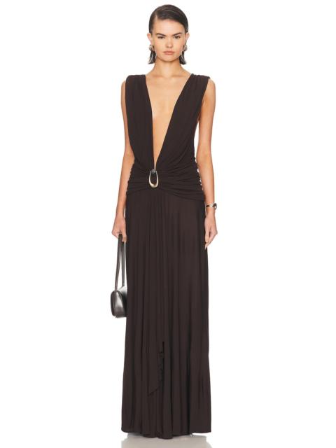 CHRISTOPHER ESBER Stone Pin Scarf Drape Long Dress