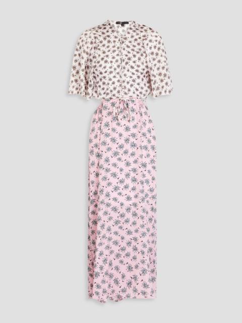 maje Cutout printed satin midi dress