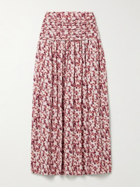 Isabel Marant Gwendy Ruched Floral-print Stretch-jersey Maxi Skirt