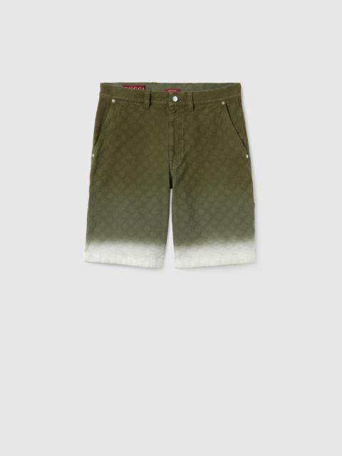 Bleached GG cotton denim jacquard shorts