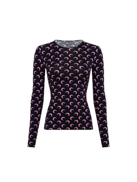 Marine Serre MOON PRINTED JERSEY LS CREWNECK TOP