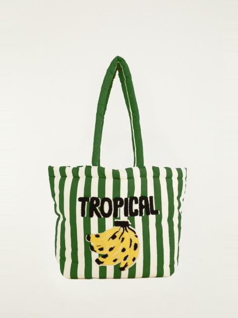FARM RIO Green Tropical Banana Embroidered Tote Bag