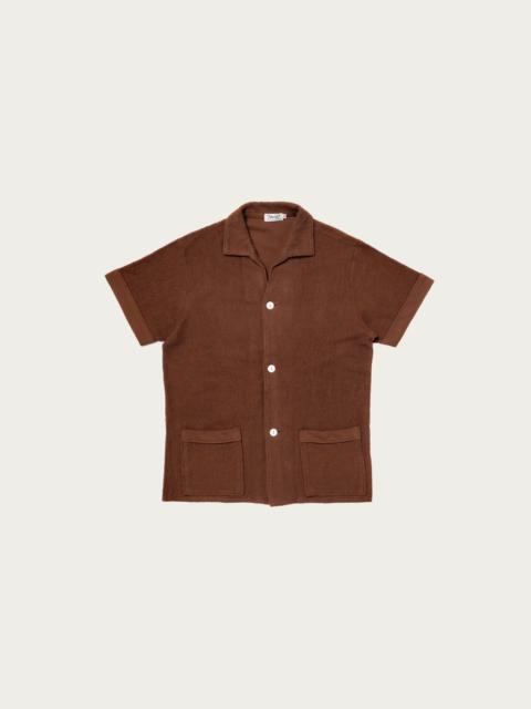 The Real McCoys Cotton Pile Beach Shirt - Brown