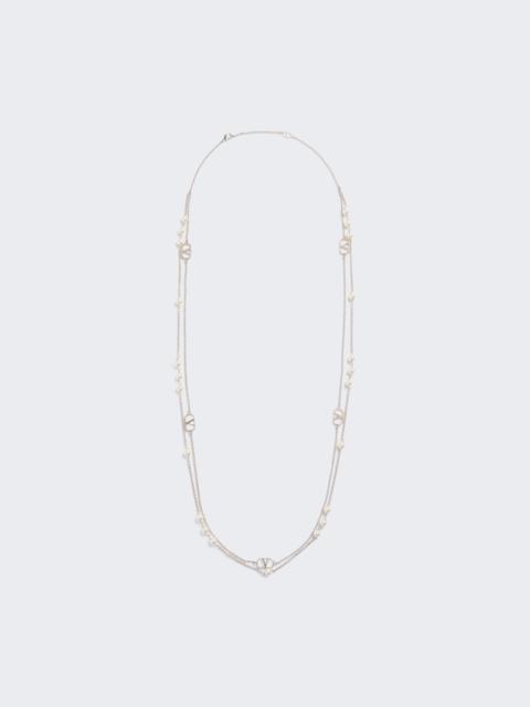 Valentino Vlogo Signature Necklace With Swarovski Pearls Palladium