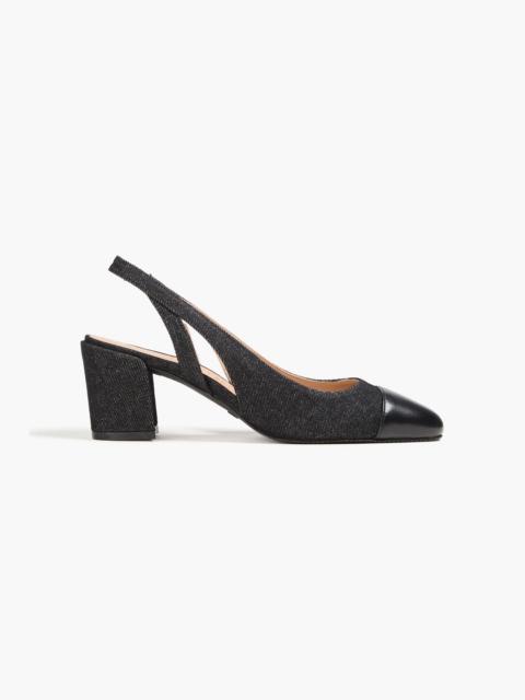 Stuart Weitzman Sleek 50 denim slingback pumps