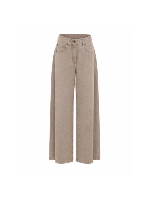 Brunello Cucinelli Brunello Cucinelli Women Wide Jeans In Authentic Denim With Monile