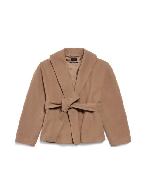 BALENCIAGA Women's Short Wrap Coat in Camel