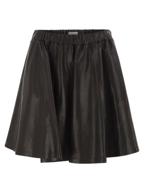 Brunello Cucinelli Brunello Cucinelli Women Flared Nappa Leather Skirt With Elasticated Waist