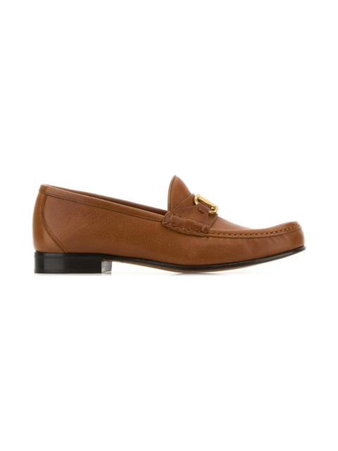 Valentino Brown Leather Vlogo Loafers