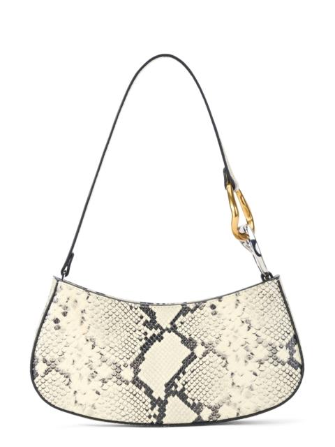 STAUD STAUD Ollie Metallic Leather Shoulder Bag in White Snake at Nordstrom