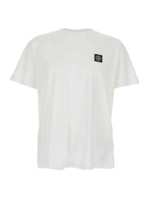 Stone Island Stone Island Men White Crew Neck T-Shirt With Logo Patch On Front In Cotton For Men