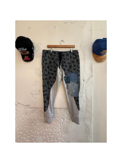 Greg Lauren Greg Lauren Indigo Starfish Grey Fleece Slim Lounge Pant