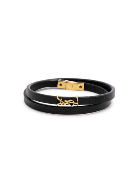 SAINT LAURENT Cassandre leather wrap bracelet